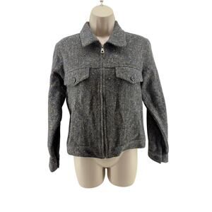 Vintage Cropped Wool Jacket Y2K Ike Style Jacket Zip Front Womens Xsmall